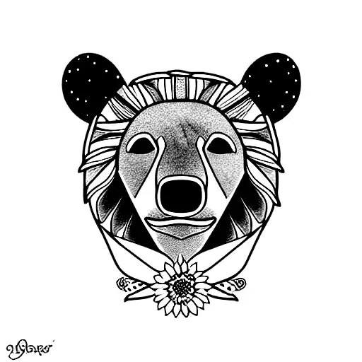 Totem Bear With Aster Flower