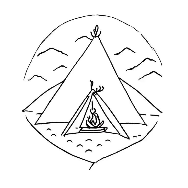 Tent With Campfire