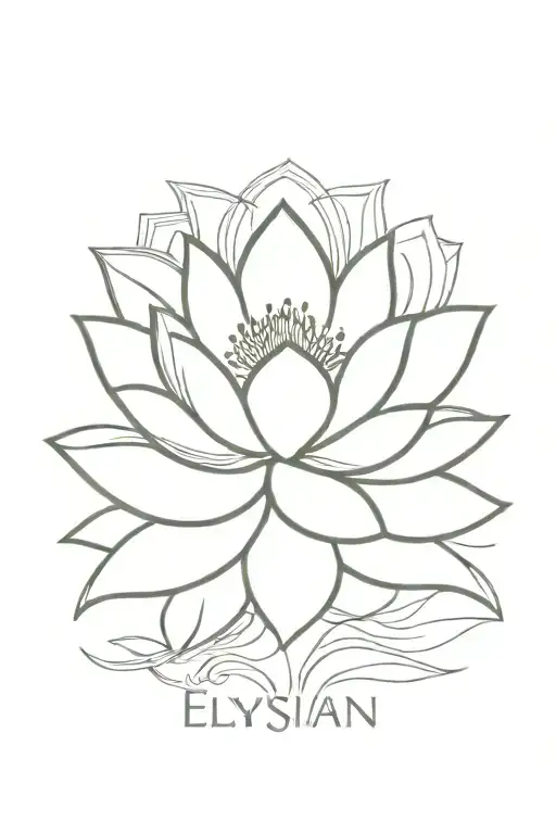 Lotus Flower With The Word Elysian