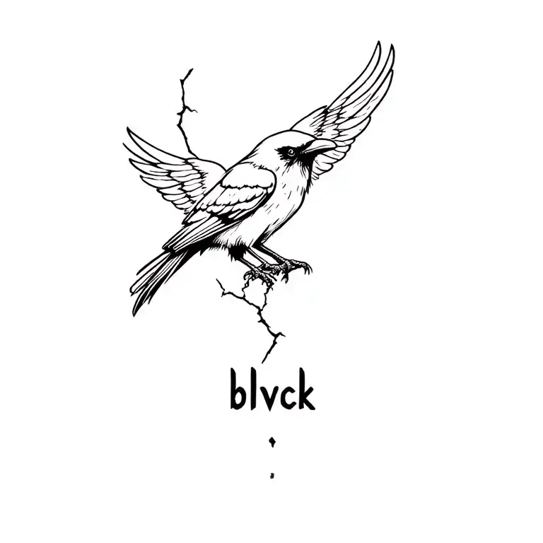 Crow With Broken Wings And The Word Blvck