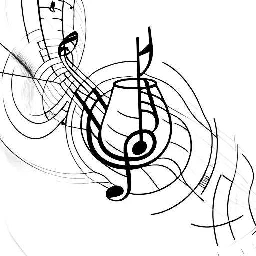 Wine Glass Pouring Into A Music Note