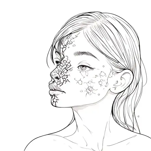 A Beautiful Girl Whose Skin Is Peeling Off Half Of Her Face