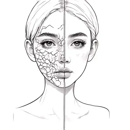 A Beautiful Girl Whose Skin Is Peeling Off Half Of Her Face