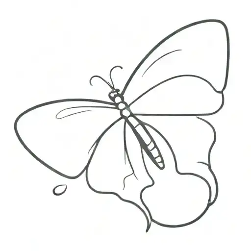Side View Butterfly With Safety Pin And Semicolon