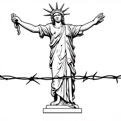 Freedom Statue In Barbed Wire