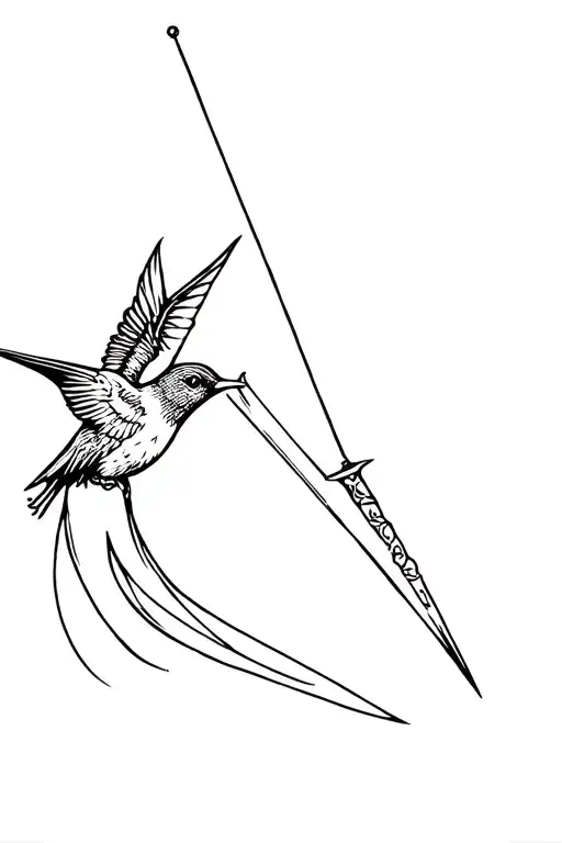 Humming Bird Carrying The Sword Of Damocles By A String