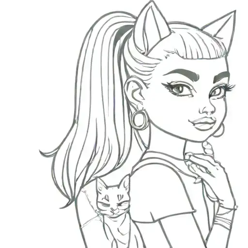 Blonde Bratz Girl With Straight Hair And A Cat Next To Her