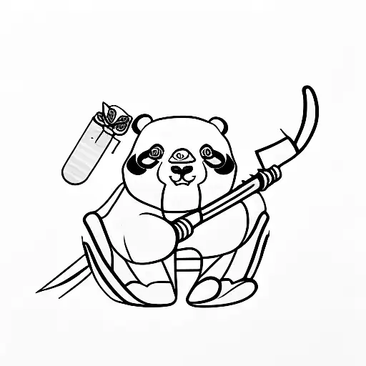 Cute Little Panda Holding A Knife