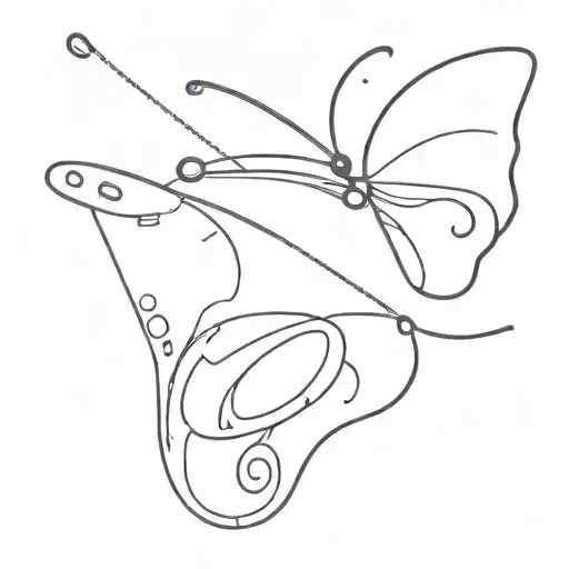 Side View Butterfly With Safety Pin And Semicolon Made