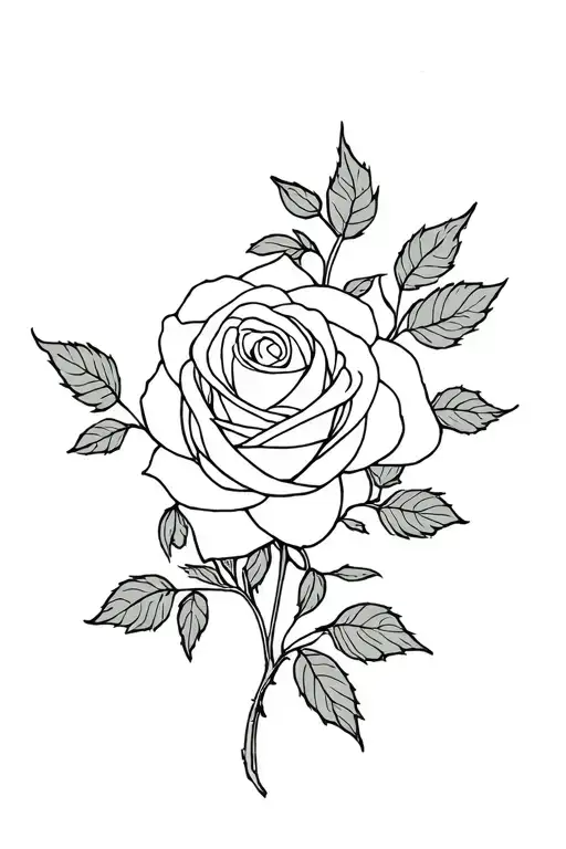 Rose With Louis Coming From Vine All Line Work One Neddle