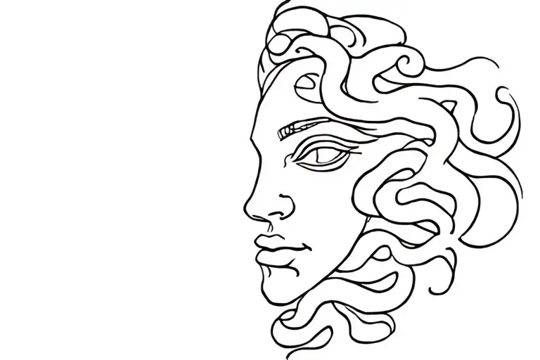 Fine Line Medusa Face Half Face Made