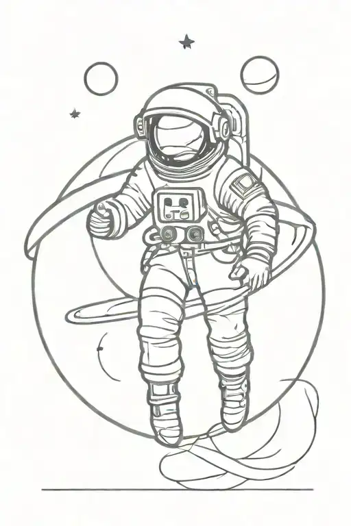 Astronaut And Planet Saturn