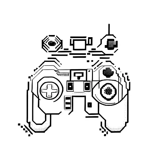 Pixelated Gaming Controller Surrounded By Binary Code