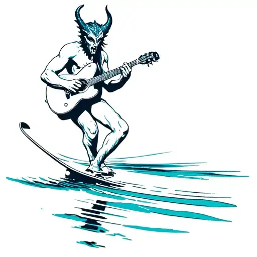 Devil Playing Guitar While Water Skiing