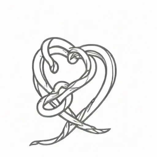 Single Line Tattoo Pretzel Heart Shape