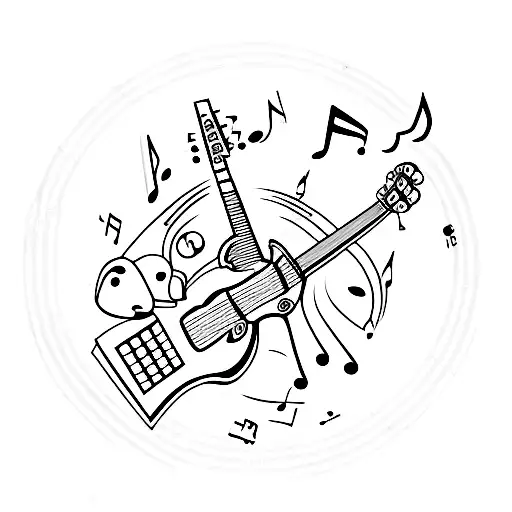 Guitar With Music Notes A Lamb Brand