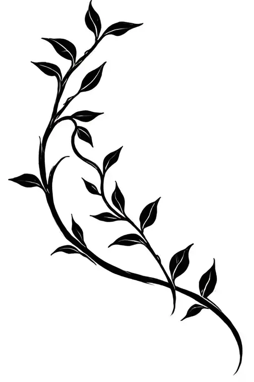 Twisty Vines With Leaves Curving With Body From Hip To Rib