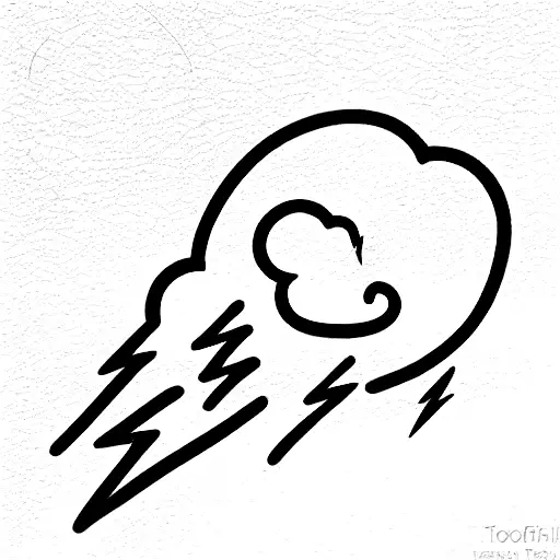 Rain Cloud With Two Lightning Strikes Coming Out