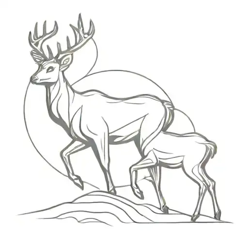 Deer And Moon Merging Together