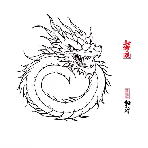 Chinese Dragon With Simple And Clean Lines