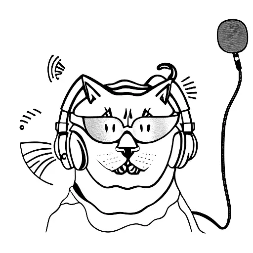 A Cat Wearing Headphones And Singing Into A Microphone