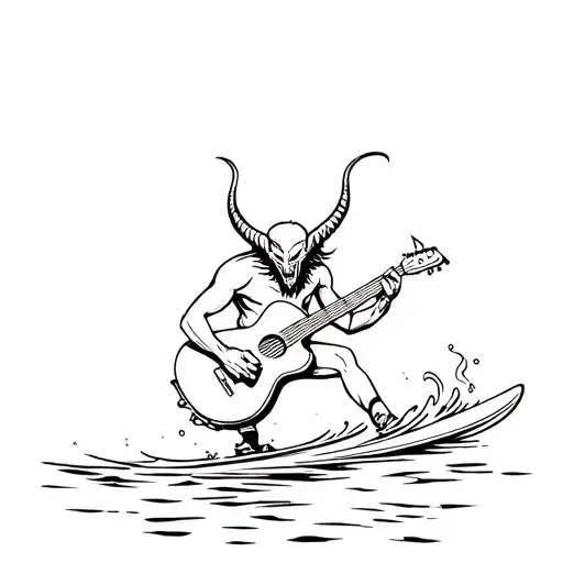 Devil Playing Guitar While Water Skiing
