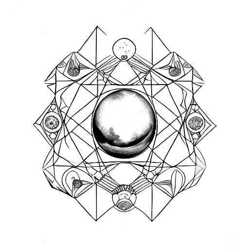 Oracle Holding A Crystal Ball With Moon Phases Inside