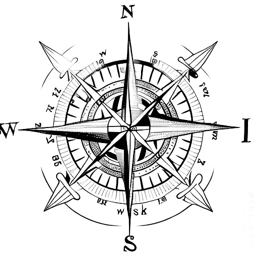 A Compass With A Trident Going Through It