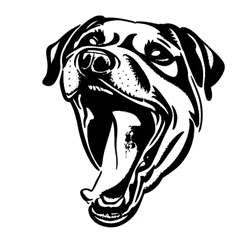 Rottweiler Head Open Mouth Tongue Out
