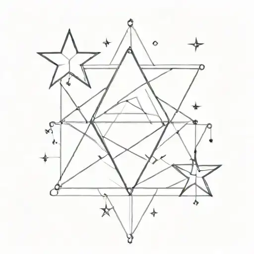 2 Stars And A Diamond Shaped Line Outlining