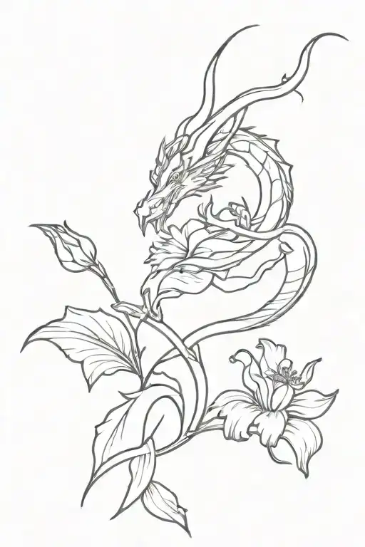 Dragon And Iris Flower