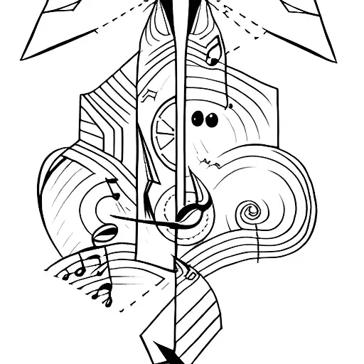 Design A Tattoo Of A Paper Airplane Taking Flight From A Music Note