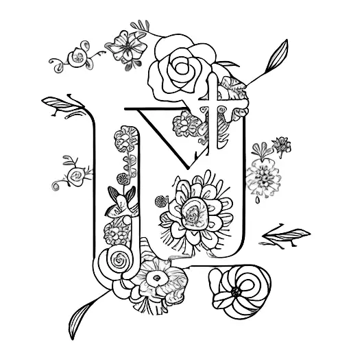 Letters K And M With Floral