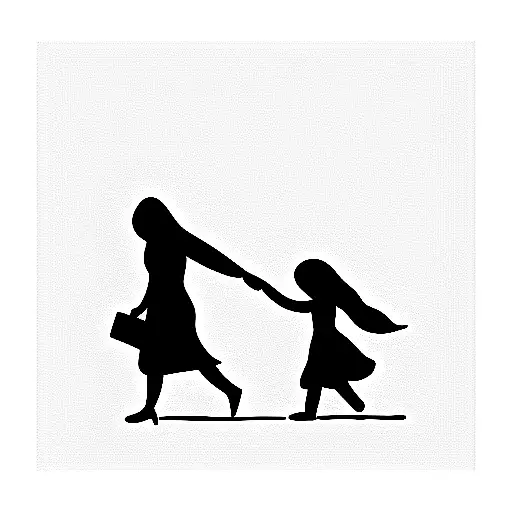 Mother And Dauther Walking With A Path Ahead