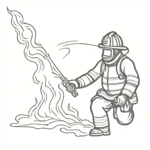 Firefighter Emerges From Fire