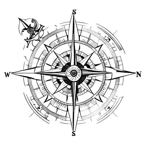 A Compass With Poseidon's Trident