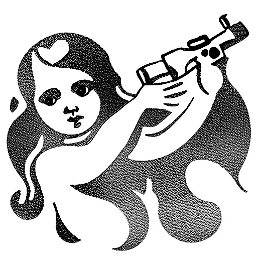 A Cherub Holding A Gun