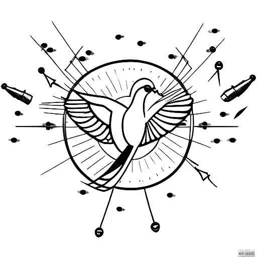 Flight Path Of Bullets Forming A Dove