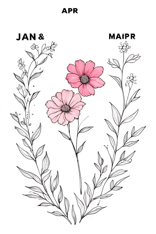 Birth Flower With Jan Mar Apr Nov Dec