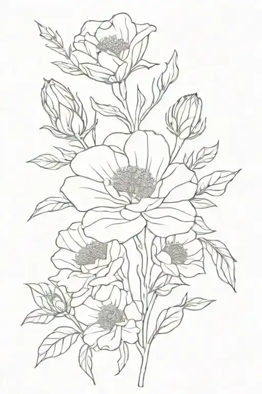 Fine Line Birth Flowers Boquet For October September November And Feburary