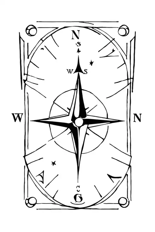 Compass Stars Moon Anchor Ship