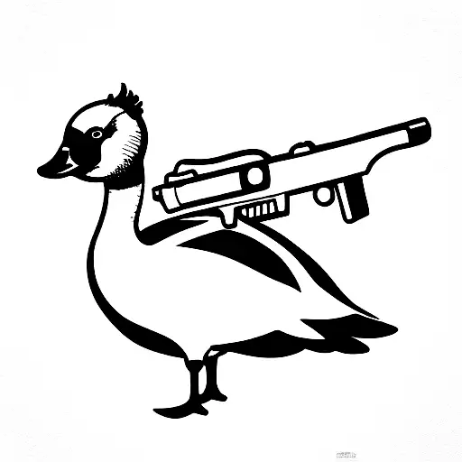 A Cartoon Goose With A Gun