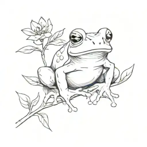 Frog On Flowery Branch