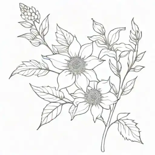 Larkspur And Sunflower Blooming