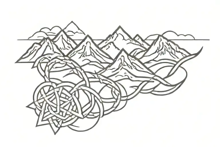 Celtic Knot And Mountains