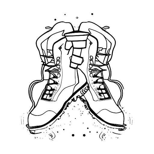 A Coffee Cup Hiking Boots Paw Prints