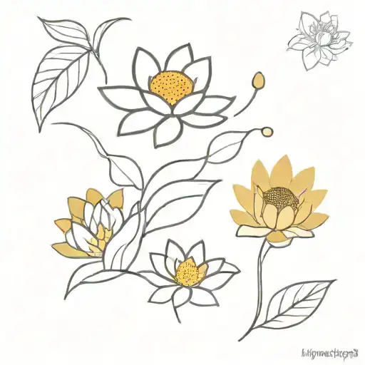 Water Lily And Sunflower Intertwined