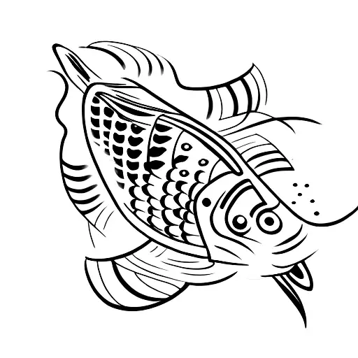 Fan With Koi Fish Pattern