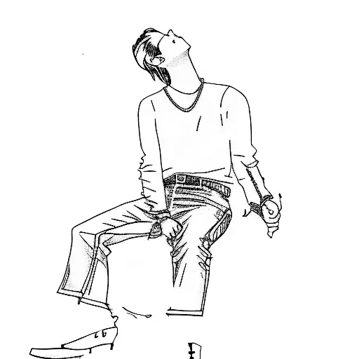 A Young Man In Black Leather Pants And A Black Shirt