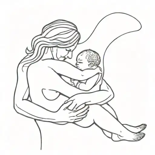 Woman Holding Her Baby In Her Arms Representing Maternal Love